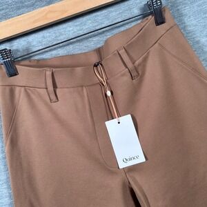 Quince Ultra-Stretch Ponte Straight Leg Pants Womens Medium Brown High Rise Work